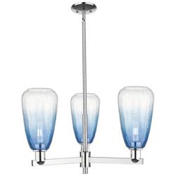 Brookhaven Almond 18"W 3 Light Chrome Stem Chandelier w/ Sapphire Shade