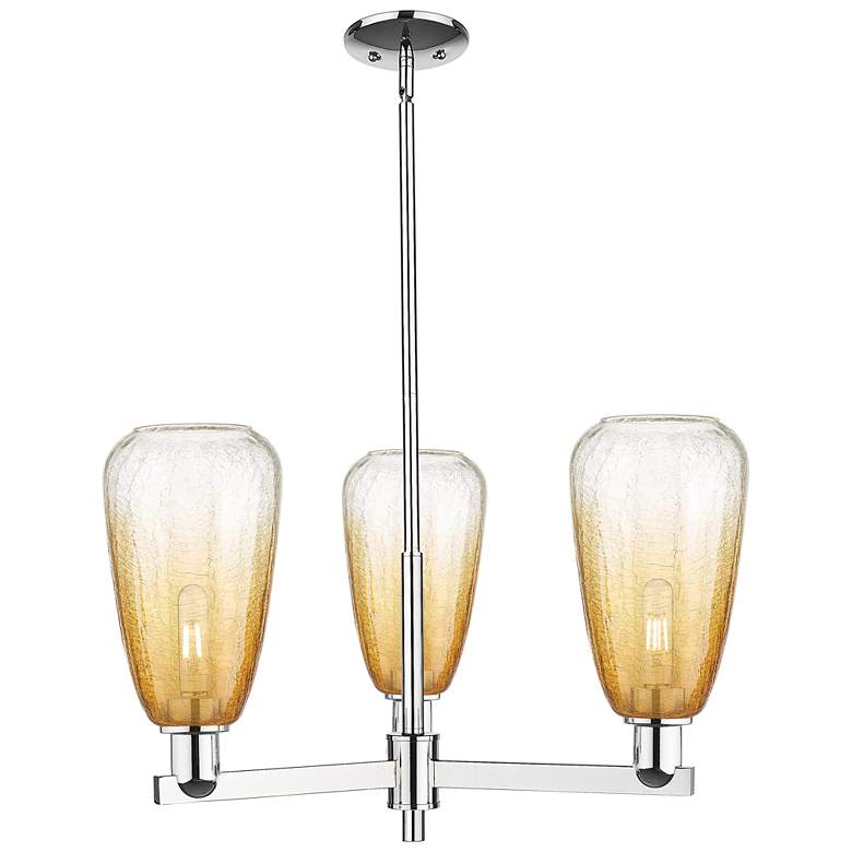 Image 1 Brookhaven Almond 18"W 3 Light Chrome Stem Chandelier With Amber Shade
