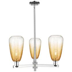Brookhaven Almond 18"W 3 Light Chrome Stem Chandelier With Amber Shade