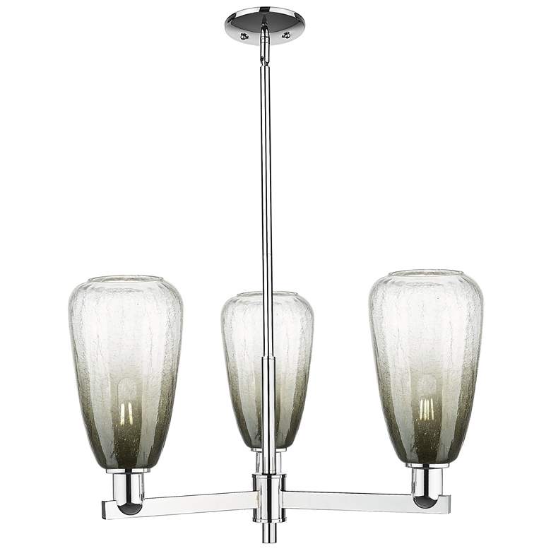 Image 1 Brookhaven Almond 18"W 3 Light Chrome Stem Chandelier With Slate Shade