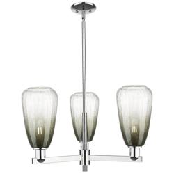 Brookhaven Almond 18"W 3 Light Chrome Stem Chandelier With Slate Shade