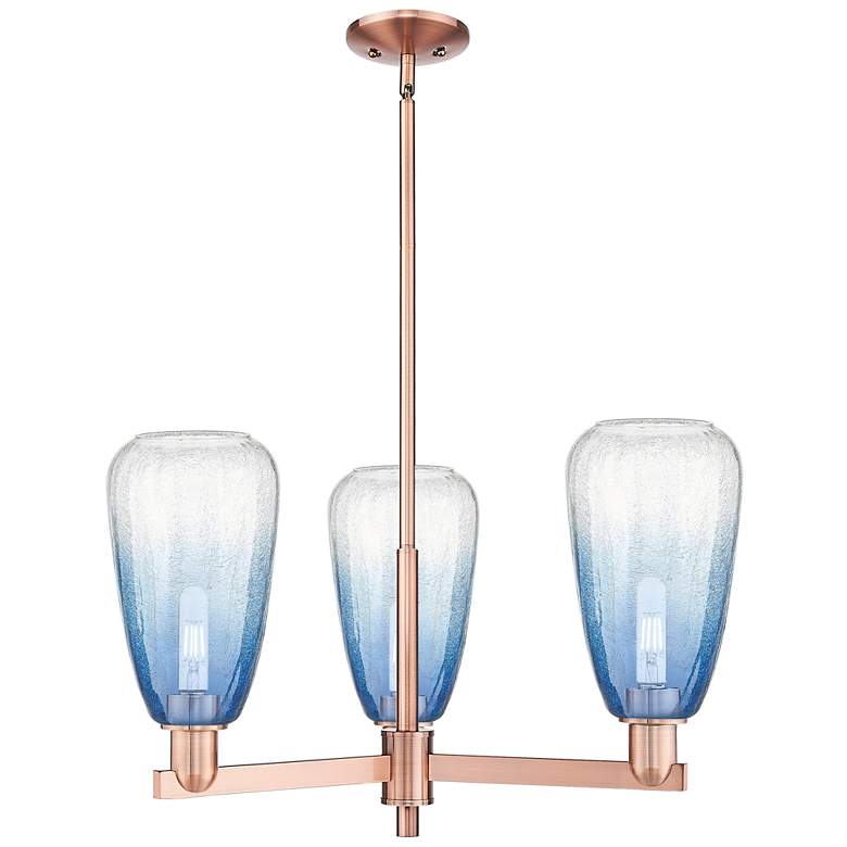 Image 1 Brookhaven Almond 18"W 3 Light Copper Stem Chandelier w/ Sapphire Shade