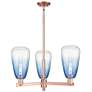 Brookhaven Almond 18"W 3 Light Copper Stem Chandelier w/ Sapphire Shade