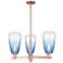 Brookhaven Almond 18"W 3 Light Copper Stem Chandelier w/ Sapphire Shade
