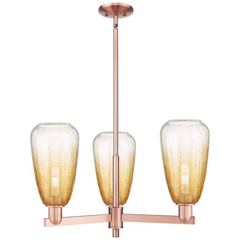 Image 1 Brookhaven Almond 18"W 3 Light Copper Stem Chandelier With Amber Shade