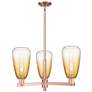 Brookhaven Almond 18"W 3 Light Copper Stem Chandelier With Amber Shade