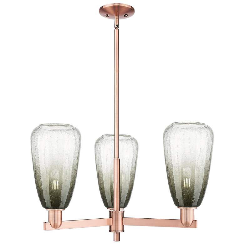 Image 1 Brookhaven Almond 18"W 3 Light Copper Stem Chandelier With Slate Shade