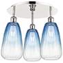 1_Brookhaven Almond 18"W 3-Light Nickel Flush Mount w/ Sapphire Shade