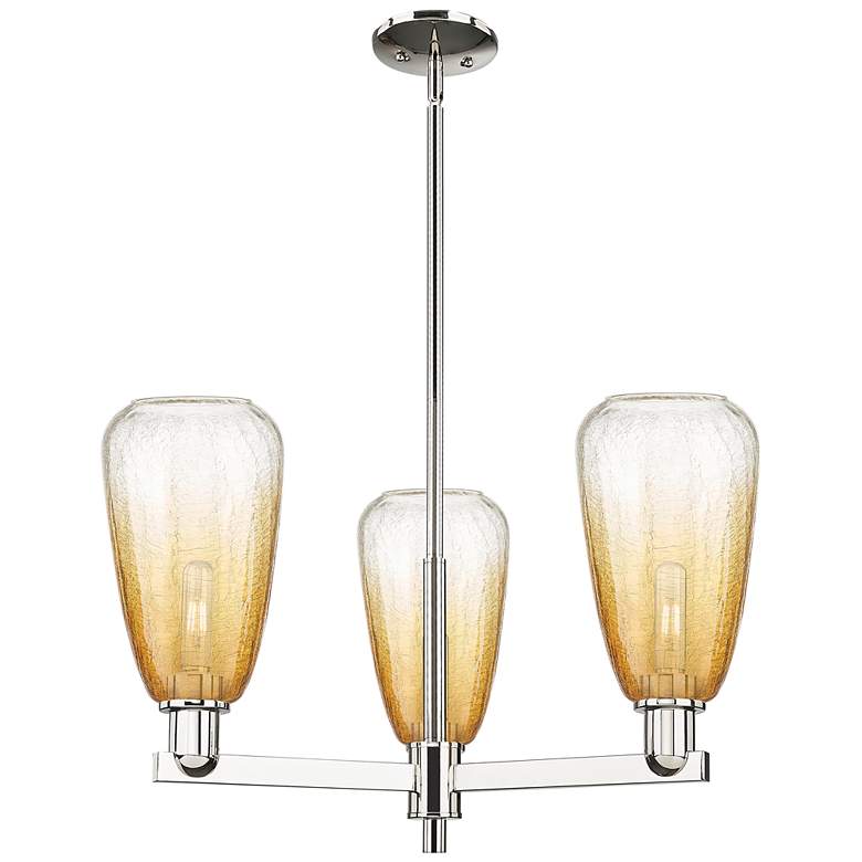 Image 1 Brookhaven Almond 18"W 3 Light Nickel Stem Chandelier w/ Amber Shade