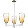 Brookhaven Almond 18"W 3 Light Nickel Stem Chandelier w/ Amber Shade