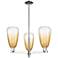 Brookhaven Almond 18"W 3 Light Nickel Stem Chandelier w/ Amber Shade