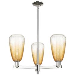 Brookhaven Almond 18"W 3 Light Nickel Stem Chandelier w/ Amber Shade