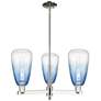 Brookhaven Almond 18"W 3 Light Nickel Stem Chandelier w/ Sapphire Shade