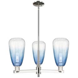 Brookhaven Almond 18"W 3 Light Nickel Stem Chandelier w/ Sapphire Shade