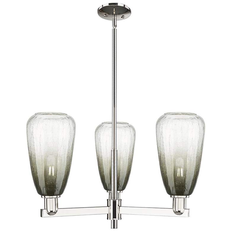 Image 1 Brookhaven Almond 18"W 3 Light Nickel Stem Chandelier w/ Slate Shade