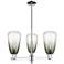 Brookhaven Almond 18"W 3 Light Nickel Stem Chandelier w/ Slate Shade