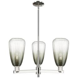 Brookhaven Almond 18"W 3 Light Nickel Stem Chandelier w/ Slate Shade