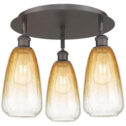 Brookhaven Almond 18"W 3-Light Oil Rubbed Bronze Flush Mount w/ Amber Shade