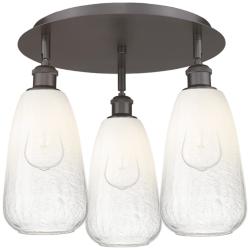 Brookhaven Almond 18"W 3-Light Oil Rubbed Bronze Flush Mount w/ Opal Shade