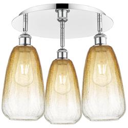 Brookhaven Almond 18"W 3-Light Polished Chrome Flush Mount w/ Amber Shade