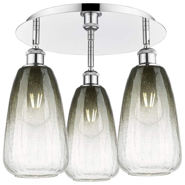 Image 1 Brookhaven Almond 18"W 3-Light Polished Chrome Flush Mount w/ Slate Shade