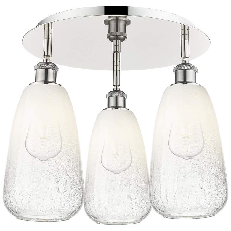 Image 1 Brookhaven Almond 18"W 3-Light Polished Nickel Flush Mount w/ Opal Shade