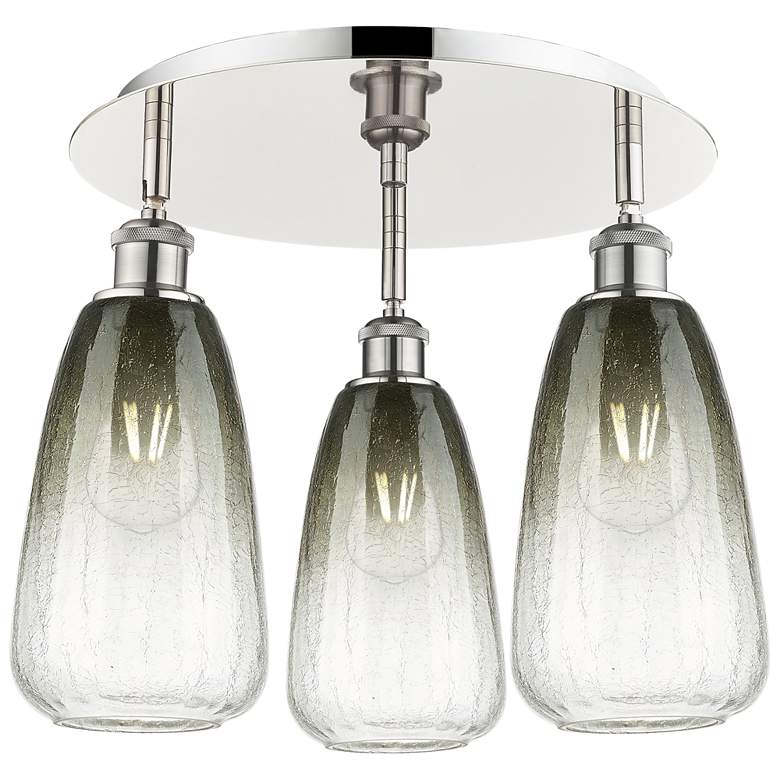 Image 1 Brookhaven Almond 18"W 3-Light Polished Nickel Flush Mount w/ Slate Shade