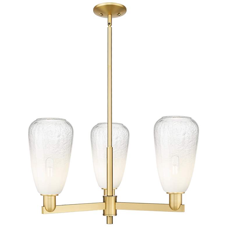 Image 1 Brookhaven Almond 18"W 3 Light Satin Gold Stem Chandelier w/ Opal Shade