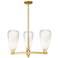 Brookhaven Almond 18"W 3 Light Satin Gold Stem Chandelier w/ Opal Shade