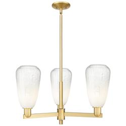 Brookhaven Almond 18"W 3 Light Satin Gold Stem Chandelier w/ Opal Shade