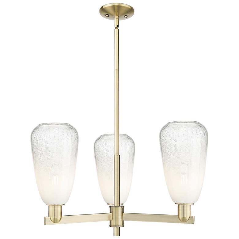 Image 1 Brookhaven Almond 18"W 3-Lt Antique Brass Stem Chandelier w/ Opal Shade
