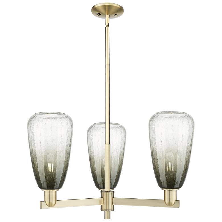 Image 1 Brookhaven Almond 18"W 3-Lt Antique Brass Stem Chandelier w/ Slate Shade