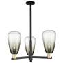 Brookhaven Almond 18"W 3-Lt Black Brass Stem Chandelier w/ Slate Shade