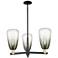 Brookhaven Almond 18"W 3-Lt Black Brass Stem Chandelier w/ Slate Shade