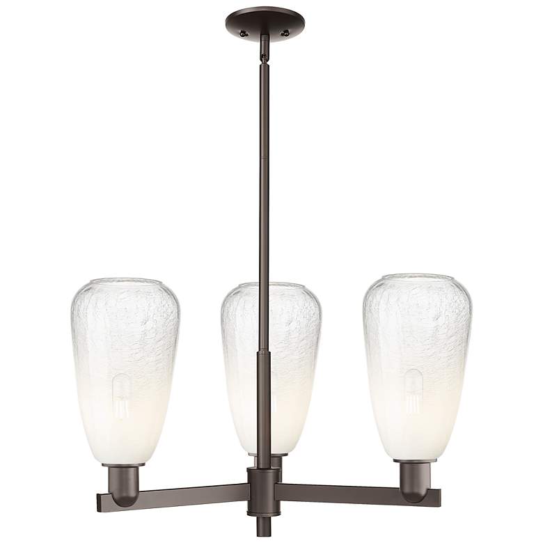 Image 1 Brookhaven Almond 18"W 3-Lt Oil Rubbed Bronze Stem Chandelier w/ Opal Shade