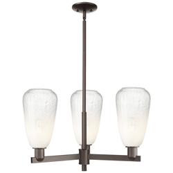 Brookhaven Almond 18"W 3-Lt Oil Rubbed Bronze Stem Chandelier w/ Opal Shade