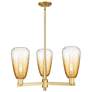 Brookhaven Almond 18"W 3-Lt Satin Gold Stem Chandelier w/ Amber Shade