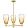 Brookhaven Almond 18"W 3-Lt Satin Gold Stem Chandelier w/ Amber Shade