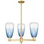 Brookhaven Almond 18"W 3-Lt Satin Gold Stem Chandelier w/ Sapphire Shade