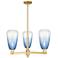 Brookhaven Almond 18"W 3-Lt Satin Gold Stem Chandelier w/ Sapphire Shade