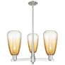 Brookhaven Almond 18"W 3-Lt Satin Nickel Stem Chandelier w/ Amber Shade