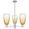 Brookhaven Almond 18"W 3-Lt Satin Nickel Stem Chandelier w/ Amber Shade