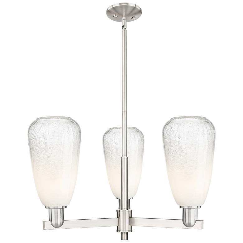 Image 1 Brookhaven Almond 18"W 3-Lt Satin Nickel Stem Chandelier w/ Opal Shade
