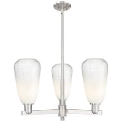 Brookhaven Almond 18"W 3-Lt Satin Nickel Stem Chandelier w/ Opal Shade
