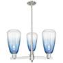 Brookhaven Almond 18"W 3-Lt Satin Nickel Stem Chandelier w/ Sapphire Shade