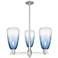 Brookhaven Almond 18"W 3-Lt Satin Nickel Stem Chandelier w/ Sapphire Shade