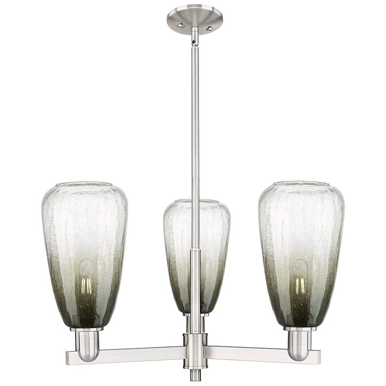 Image 1 Brookhaven Almond 18"W 3-Lt Satin Nickel Stem Chandelier w/ Slate Shade