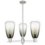 Brookhaven Almond 18"W 3-Lt Satin Nickel Stem Chandelier w/ Slate Shade