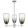 Brookhaven Almond 18"W 3-Lt Satin Nickel Stem Chandelier w/ Slate Shade