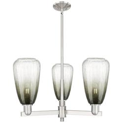 Brookhaven Almond 18"W 3-Lt Satin Nickel Stem Chandelier w/ Slate Shade